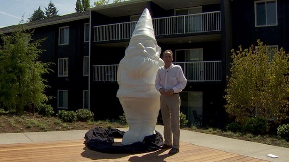 Giant Garden Gnome Hangs Out By Apartment Complex Pool Katu