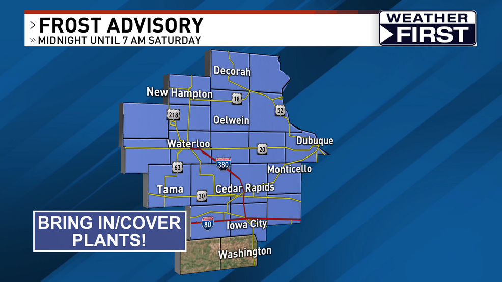 Frost possible Saturday morning in eastern Iowa KGAN