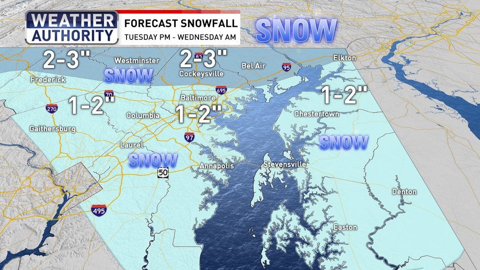 Potential for snow in Maryland during midweek commute WBFF