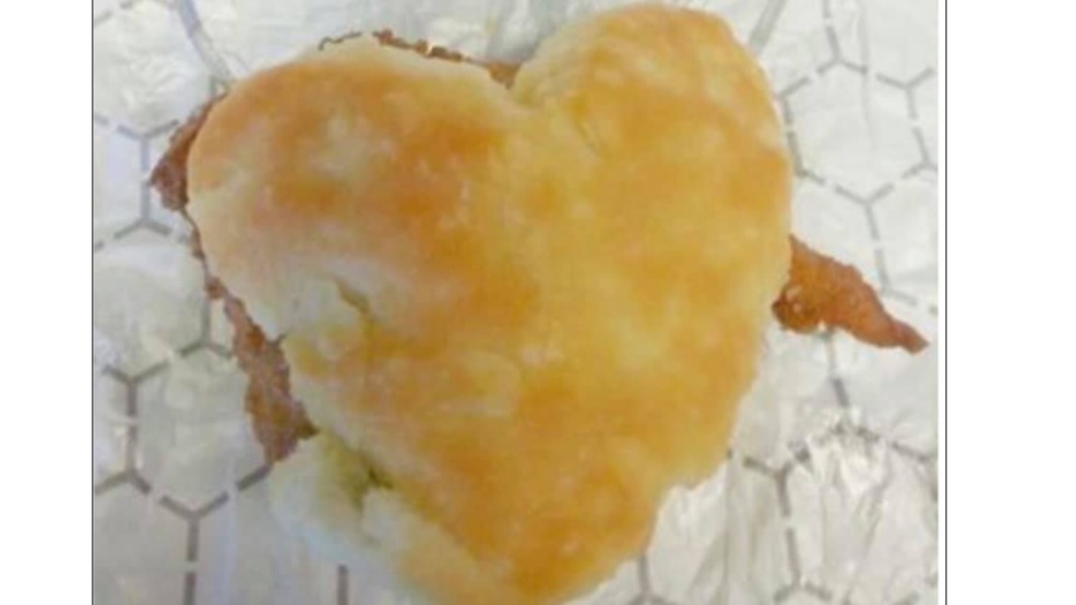 Show someone you care with a heartshaped ChickfilA chicken biscuit