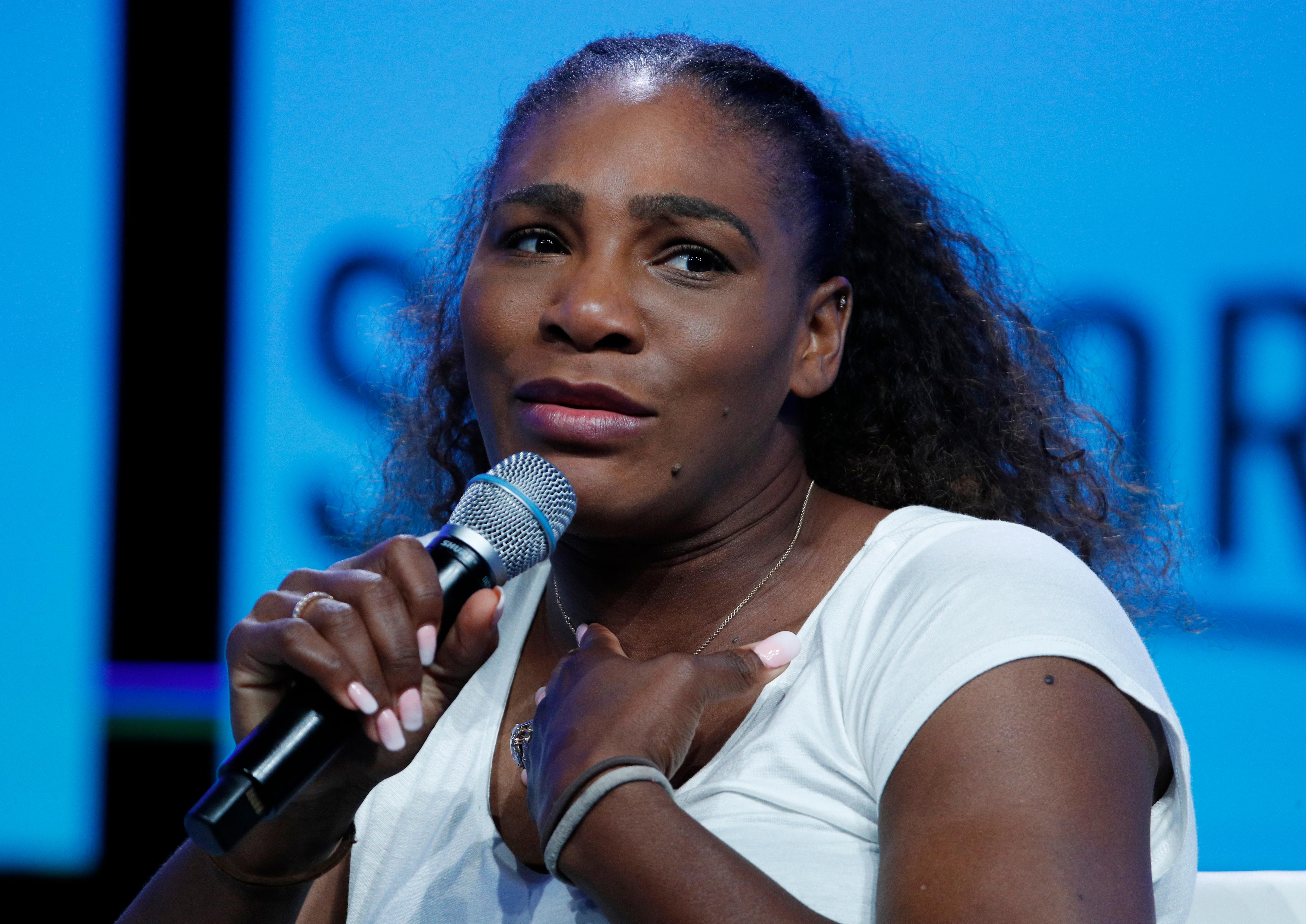 tennis star serena williams speaks at the shop.