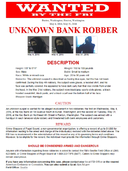 Reward Offered For This Burien Renton Bank Robber Komo